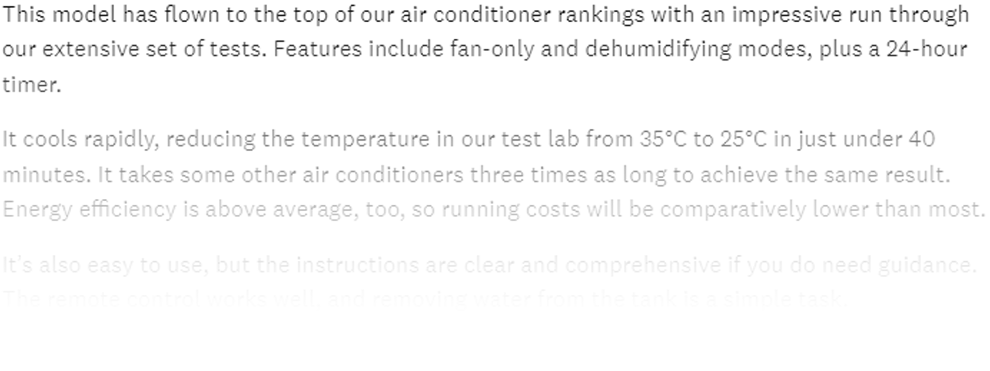 Air conditioners - fade-out text